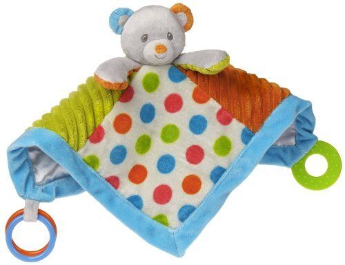 Mary Meyer Confetti Brightly Colored Teddy Bear Activity Blanket, 13 x 13"