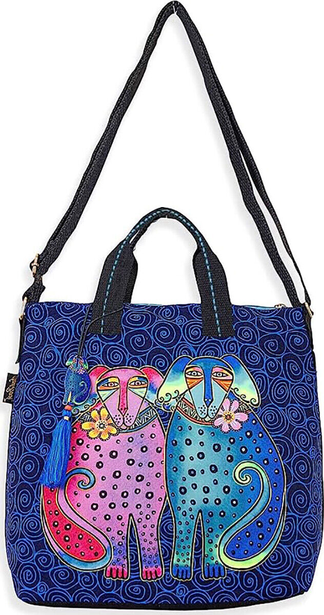 Women's Laurel Burch, Eros and Ellie Karakara Pups Dogs Carry All Tote, 17 x 15"