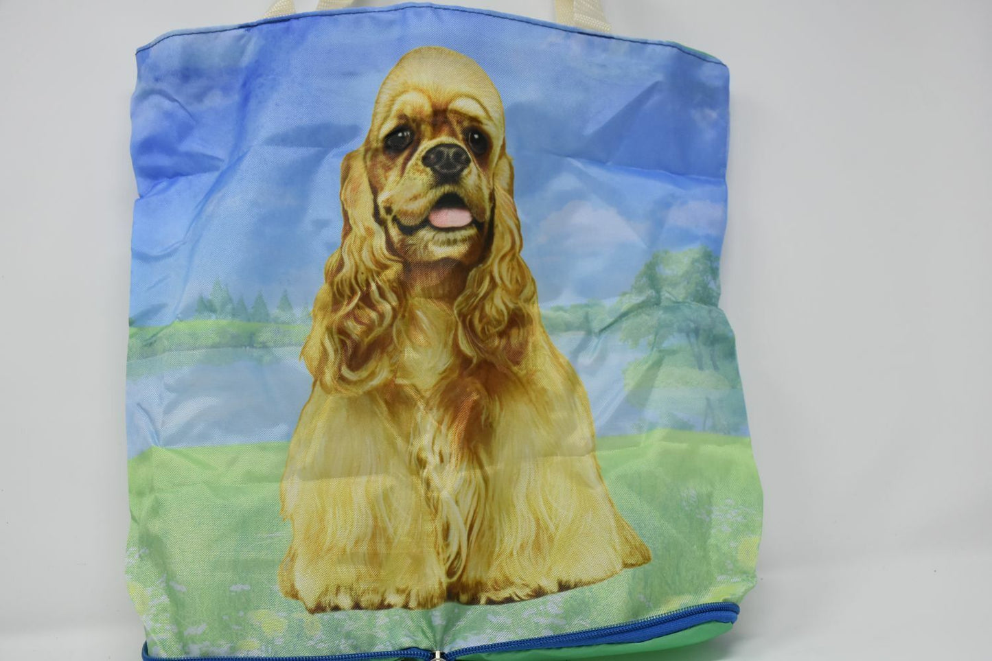 Cocker Spaniel Foldable Tote Bag - Durable, Waterproof - Zipper Market Tote