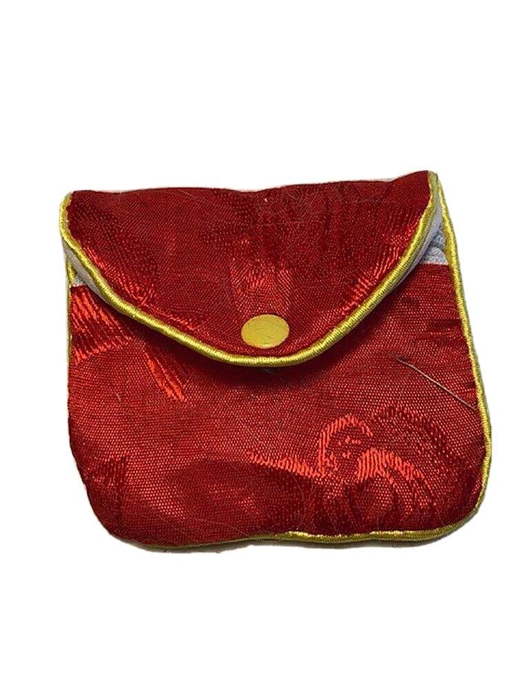 Rayon brocade pouch for jewelry with zipper and snap, multiple colors, 3 x 2.5"