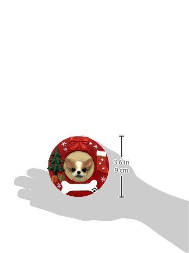 E&S Pets Tan Chihuahua Christmas Ornament Wreath Shaped Easily Personalized