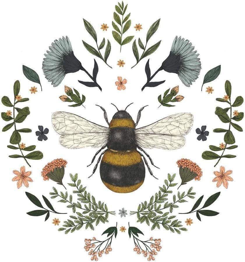 Paperproducts Design Secret Bee Beverage/Cocktail Paper Napkins,5"x5"
