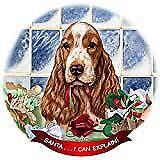 English Cocker Orange Roan Dog Porcelain Ornament 'Santa. I Can Explain!'