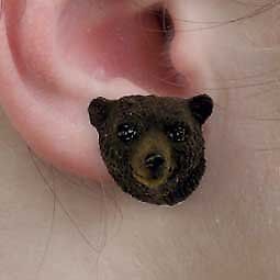 Conversation Concepts Black Bear Earrings Post