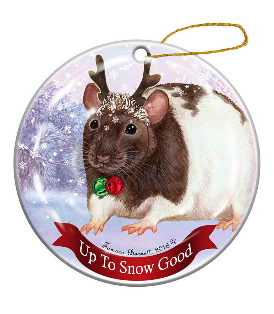 Holiday Pet Gifts Rat Brown Hooded Porcelain Christmas Ornament