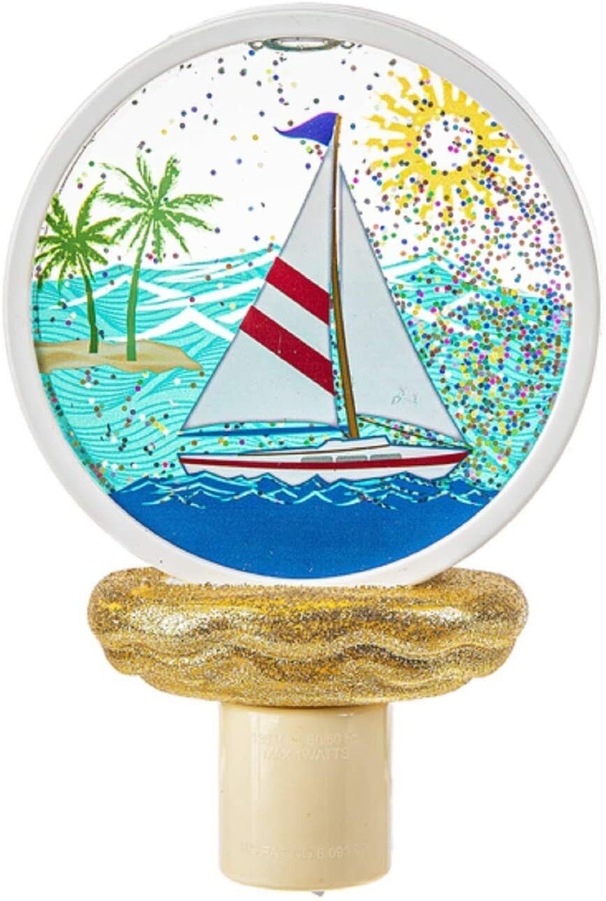 Ganz ME178415 Sailboat LED Shimmer Disk Night Light, 6.25-inch Height