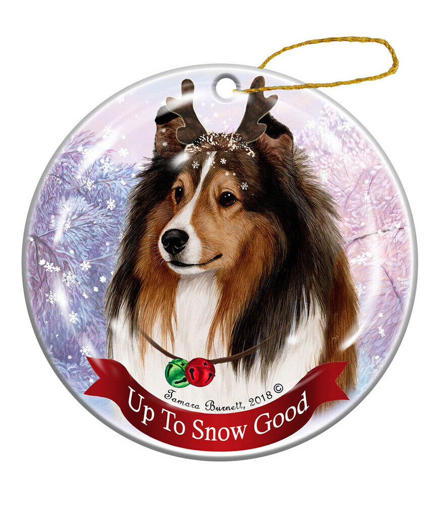 Holiday Pet Gifts Sable Sheltie Dog Porcelain Christmas Ornament