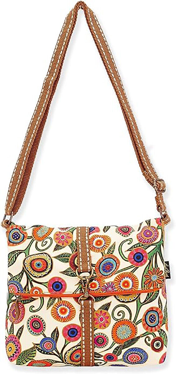 Women's Laurel Burch, Fiesta Floral Flap Over Crossbody, 10 x 8 x 2"