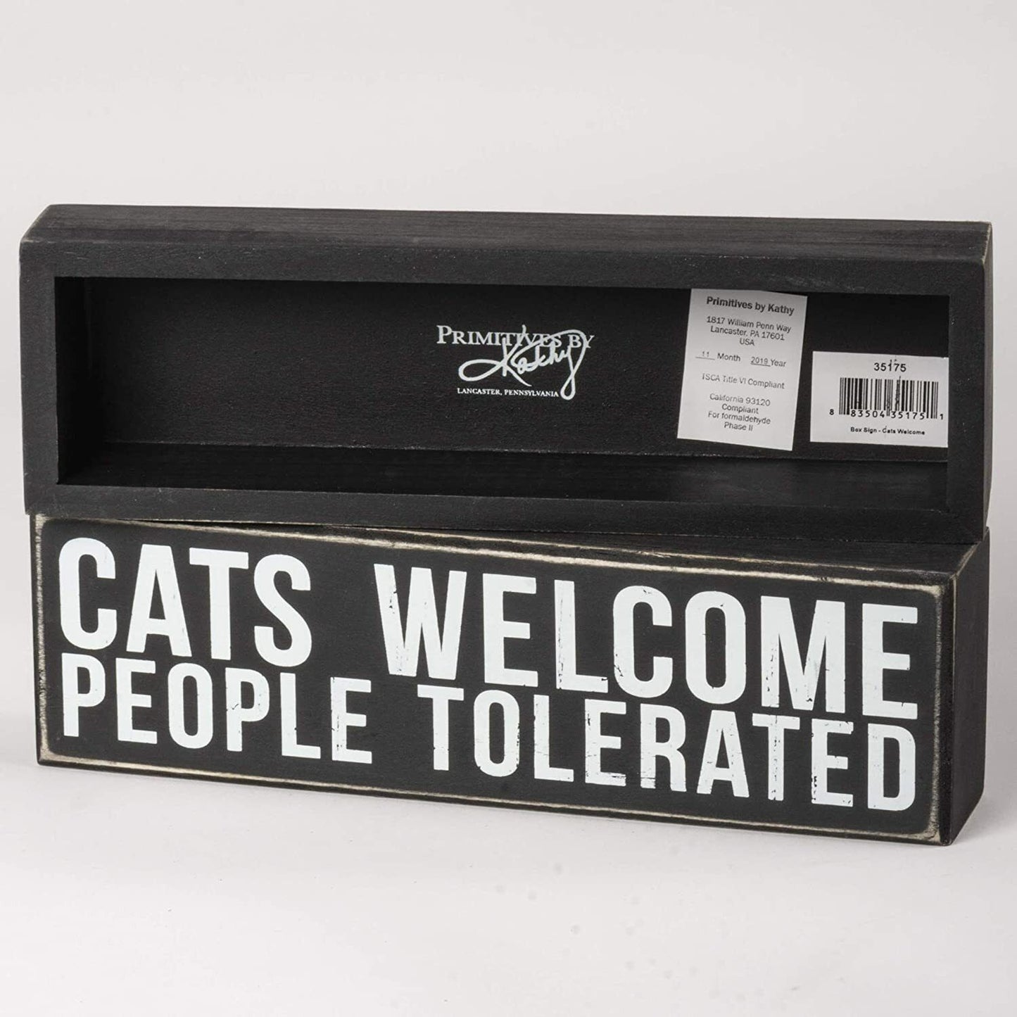 Primitives by Kathy Box Sign, 10 x 3-Inches, Cats Welcome People Tolerated