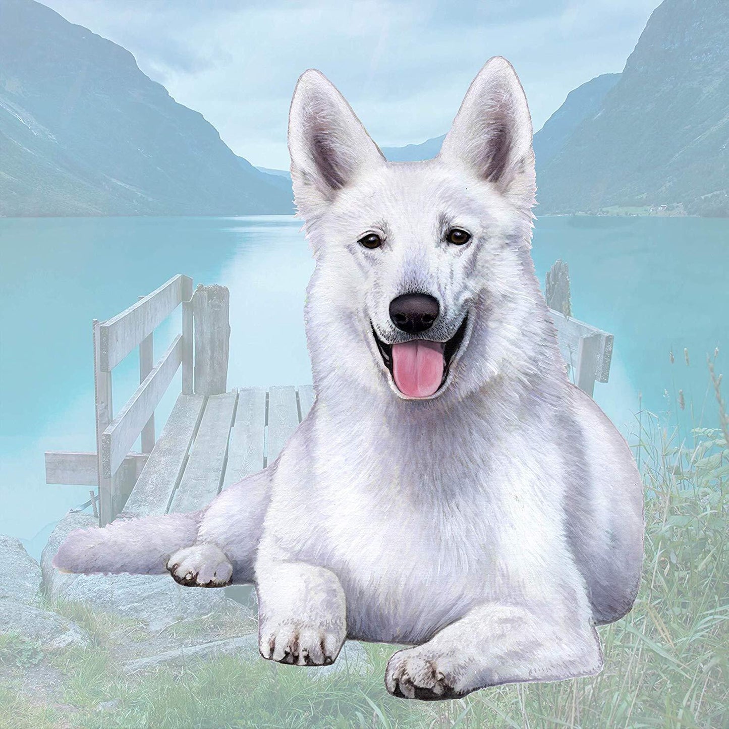 German Shepherd (White) Tabletop Drink Coaster (1)
