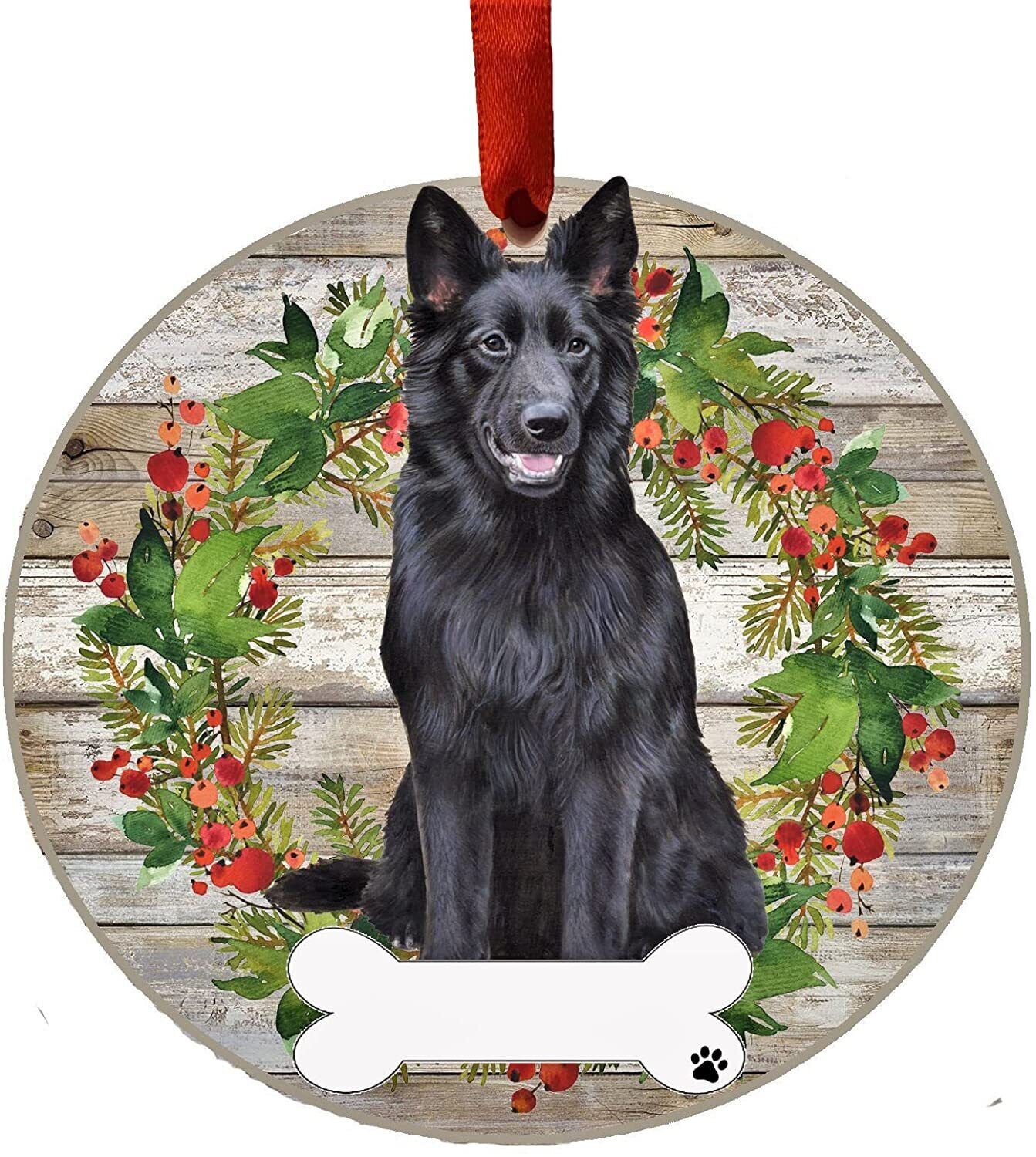 Black German Shepherd Ornament - E&S Pets - DIY Personalizable, Ceramic Round