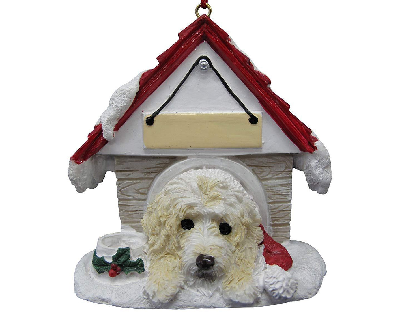 Labradoodle Doghouse Ornament Hand Painted and Easily Personalized