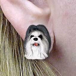 Conversation Concepts Shih Tzu Gray Post Earrings