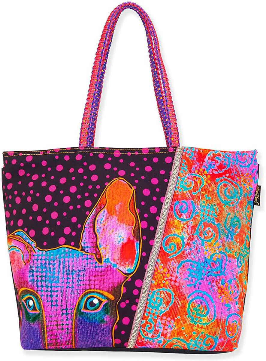 Women's Laurel Burch Kona Kia Large Puppy Dog Shoulder Tote Bag, 20 x 5.5x 14.5"