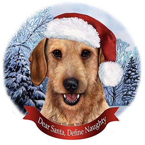 Holiday Pet Gifts Dachshund Wire Hair Wheaten Santa Hat Dog Porcelain Ornament