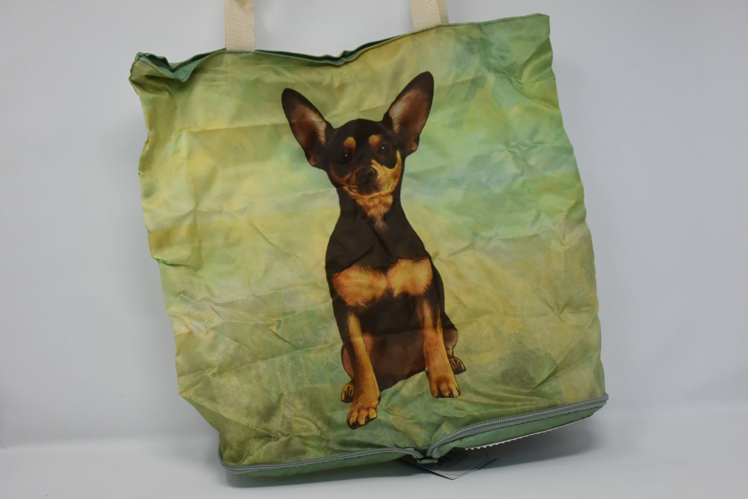 Black and Tan Chihuahua Foldable Tote Bag - Waterproof - Zipper Market Tote