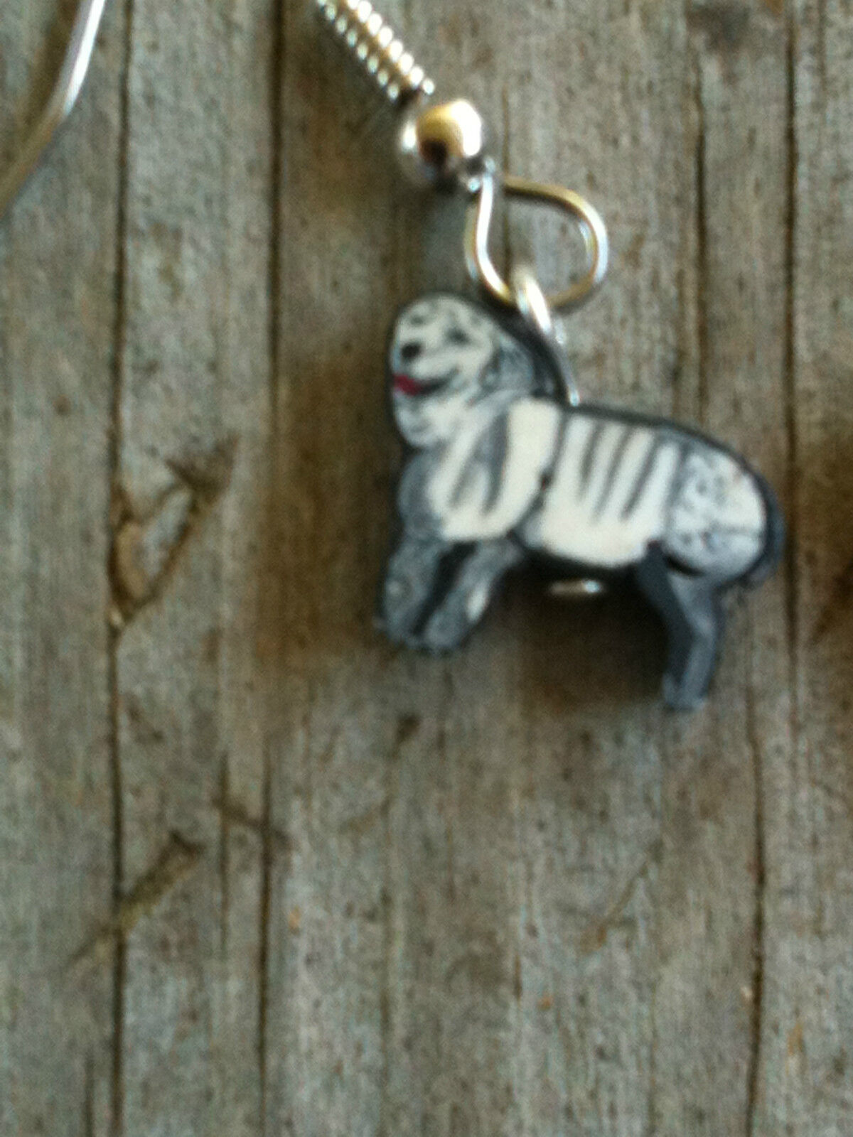 Polymer Clay White Striped Dog Earrings