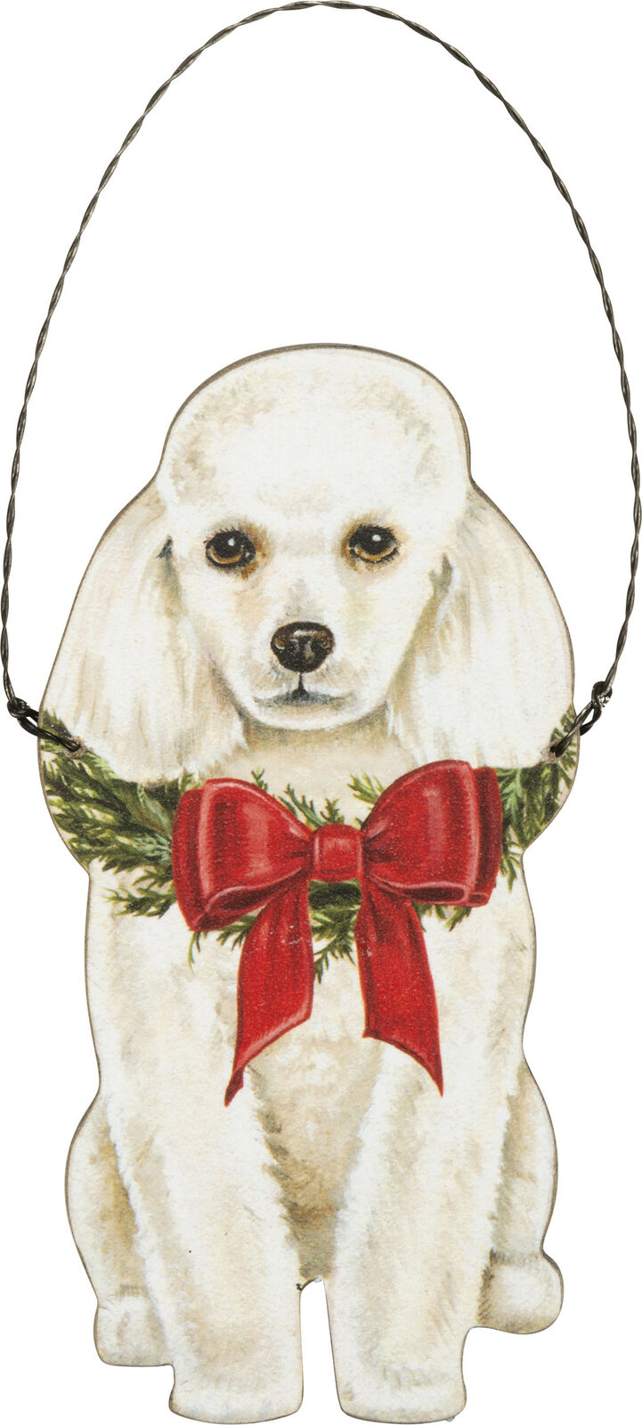 Primitives By Kathy White Poodle Christmas Ornament