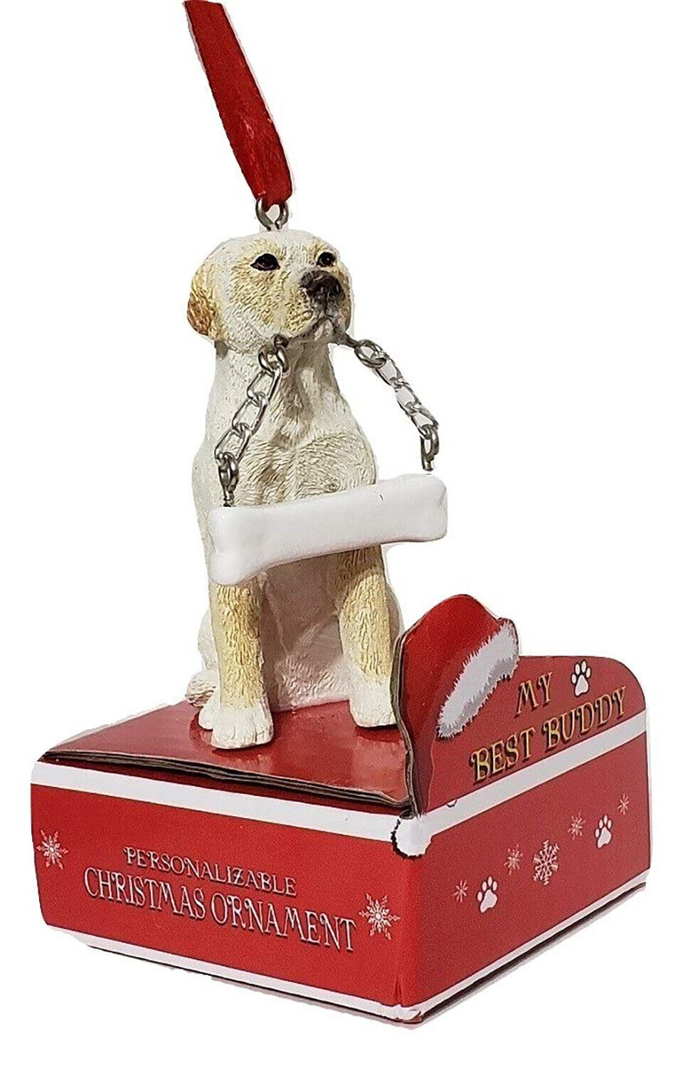 E&S Pets My Best Buddy Yellow Labrador with Bone Christmas Ornament