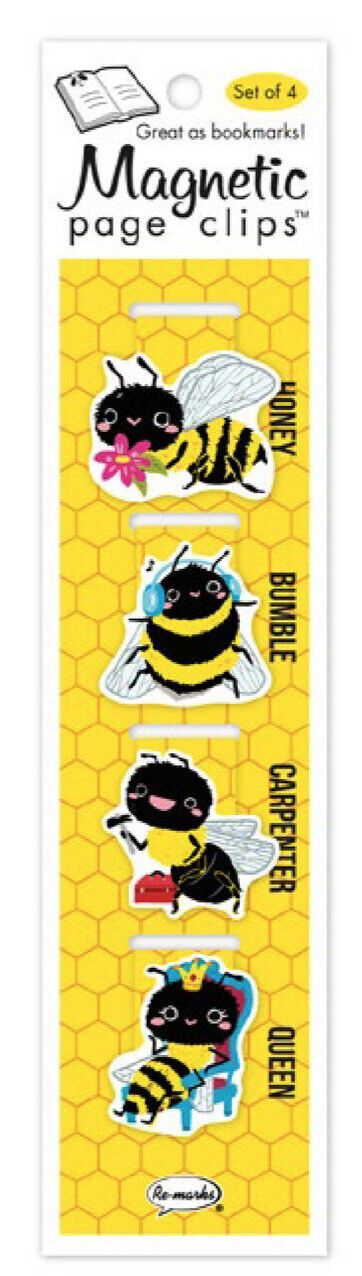 Bees Illustrated Magnetic Page Clips Set of 4 by Re-marks
