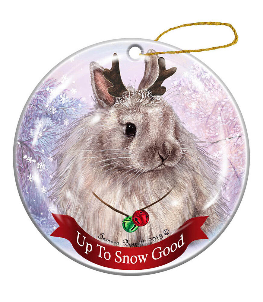 Holiday Pet Gifts Jersey Wooley Rabbit Porcelain Christmas Ornament