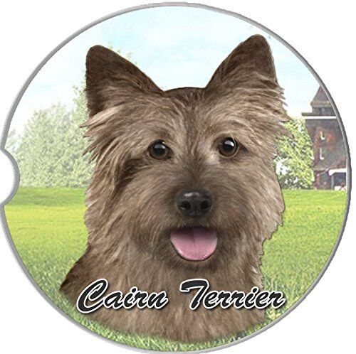 ES Pets Absorbent Stoneware Car Cup Holder Coaster, Cairn Terrier