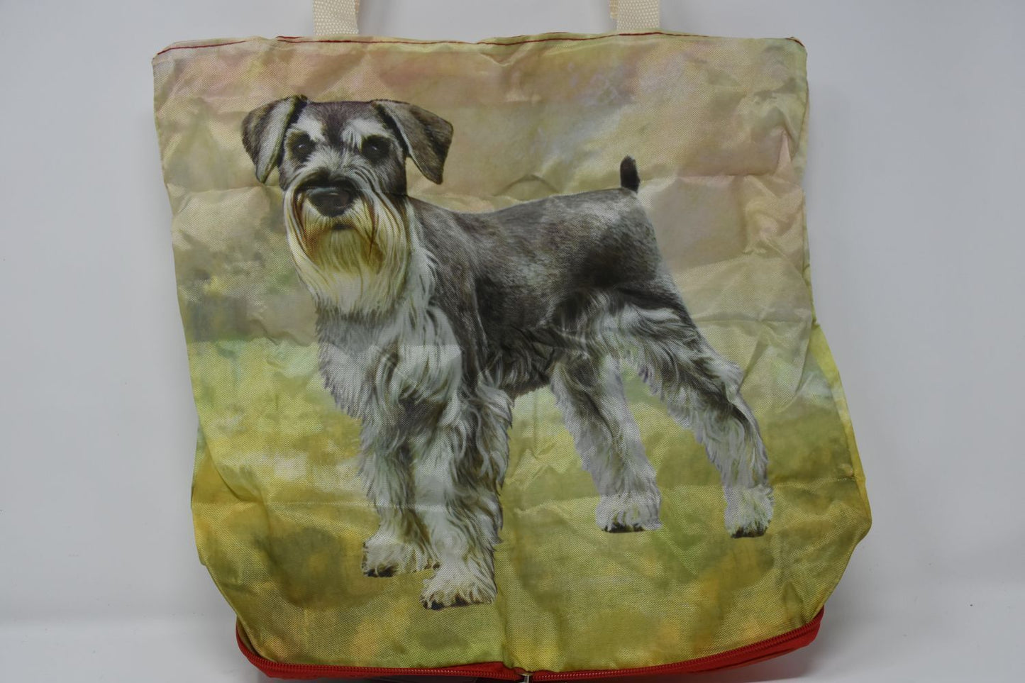 Schnauzer, Uncropped Foldable Tote Bag - Waterproof - Zippered Market Tote