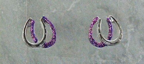 Finishing Touch Double Horseshoe Glitter Earrings, Purple