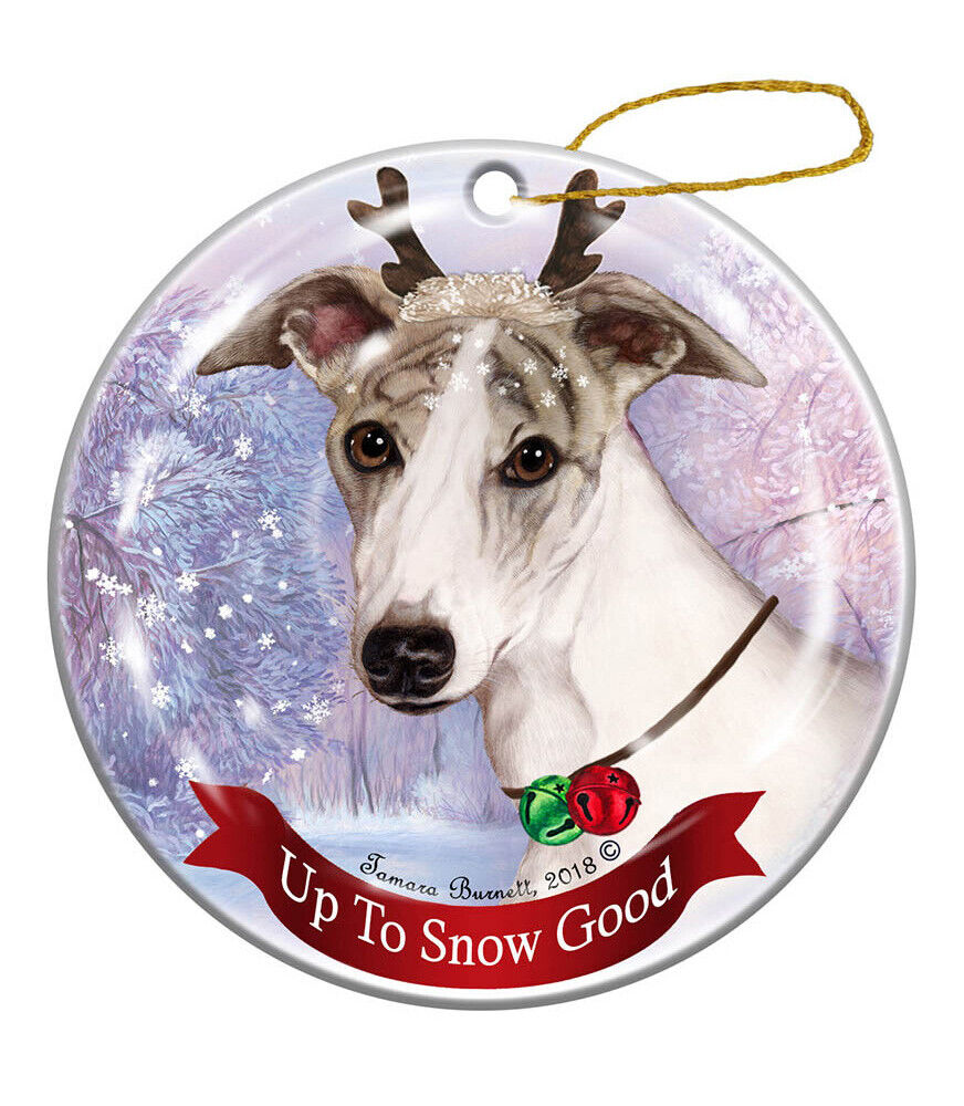 Holiday Pet Gifts Whippet Fawn Brindle Porcelain Christmas Ornament
