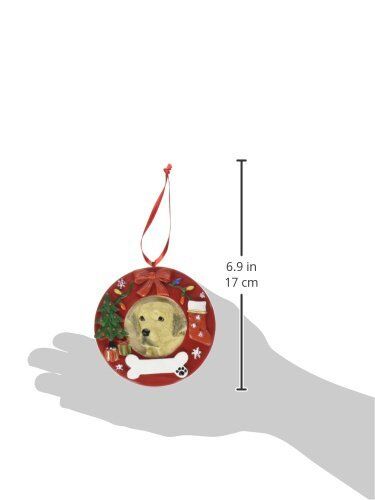 E&S Pets Yellow Labrador Christmas Ornament Wreath Shaped Easily Personalized