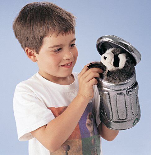 Folkmanis Raccoon In Garbage Can Hand Puppet