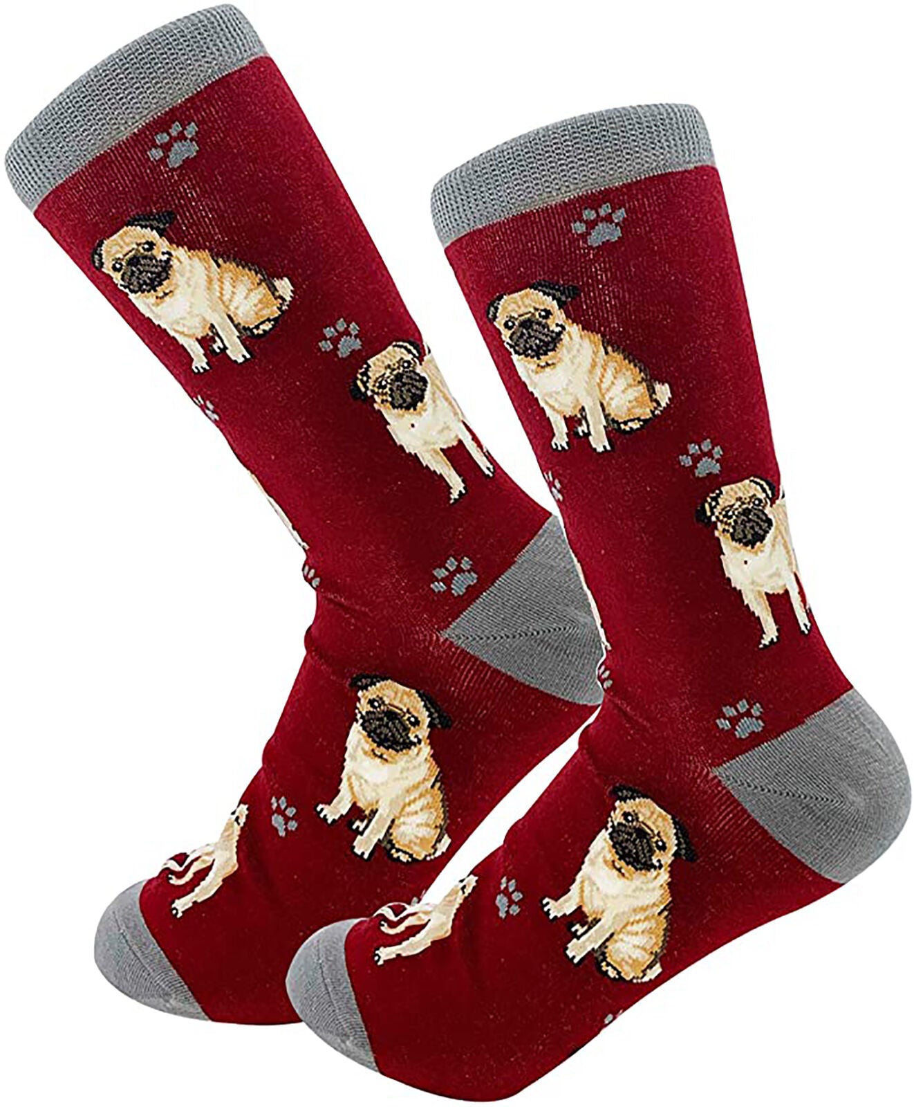 Happy Tails Tan Pug Dog Lover Colored Socks - One Size Fits Most