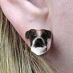 Conversation Concepts Boxer Brindle Uncropped Earrings Post Earrings
