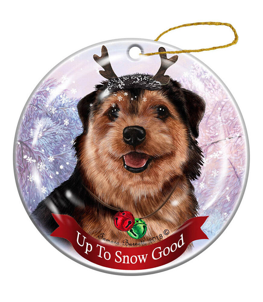 Holiday Pet Gifts Norfolk Terrier Black/Tan Dog Porcelain Christmas Ornament