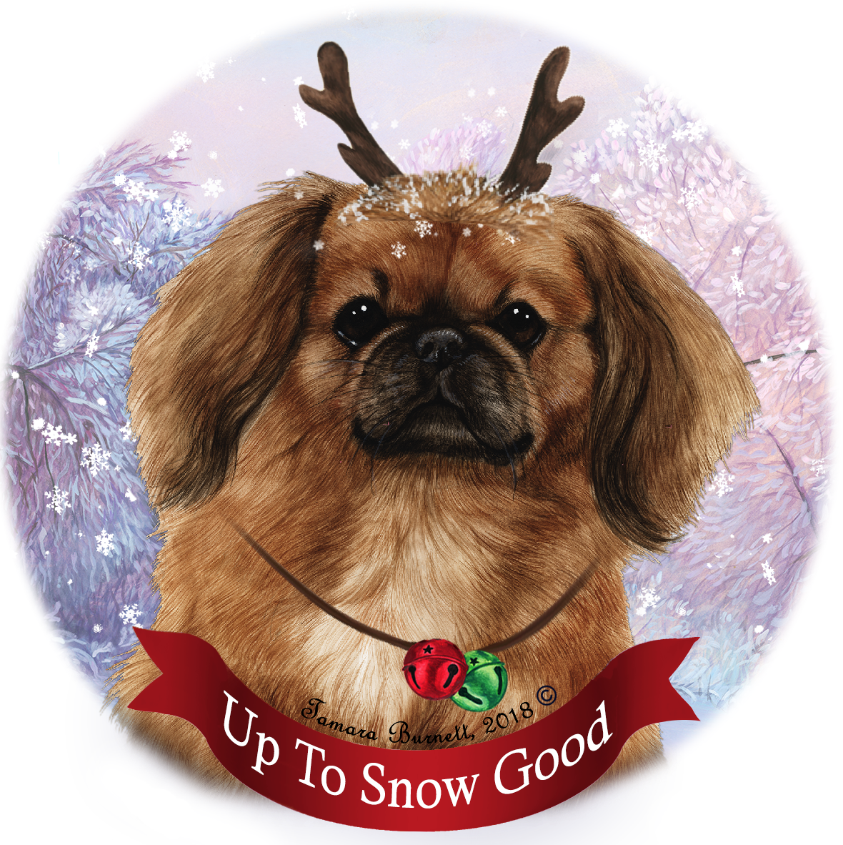 Holiday Pet Gifts Orange Sable Pekingese Dog Porcelain Christmas Ornament