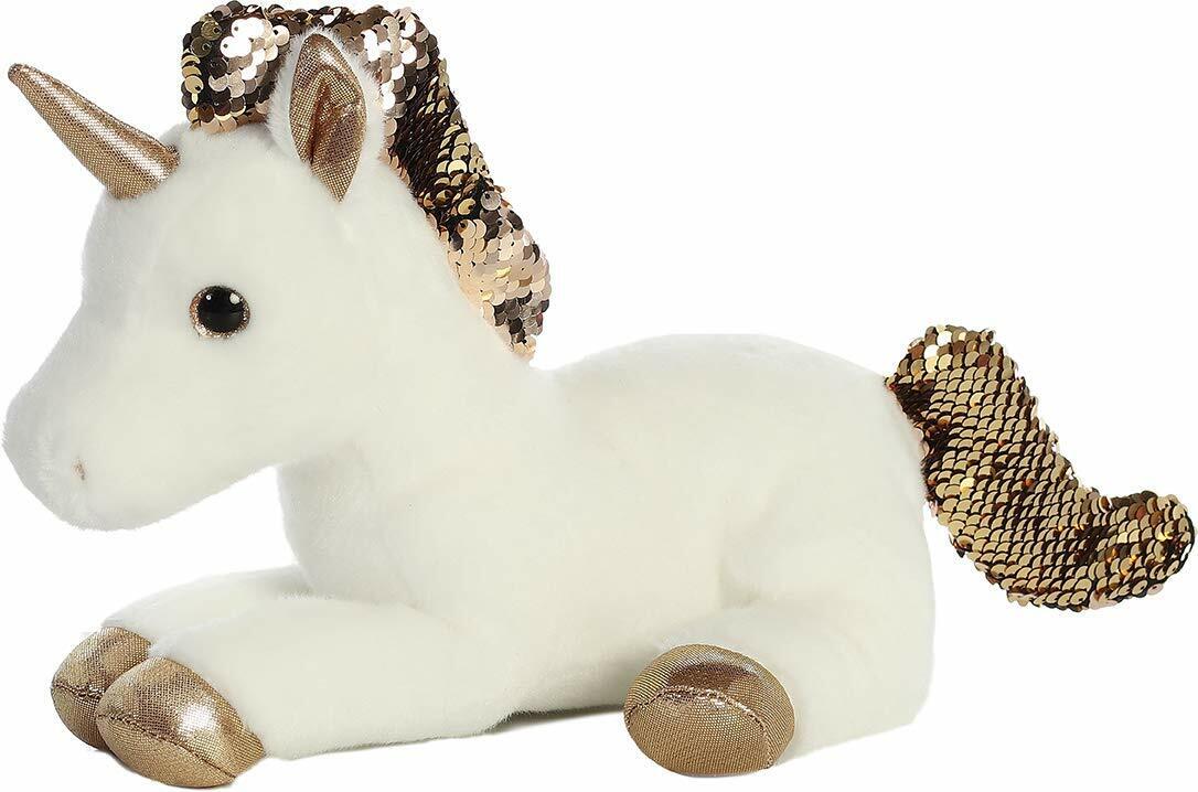 Aurora 11" Shimmers Rose-Gold Unicorn Plush Stuffed Animal Toy