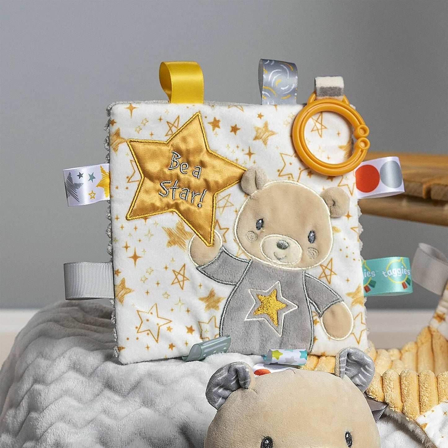 Taggies Crinkle Me Baby Paper and Squeaker Soft Toy, 6.5-Inches, Be a Star Bear