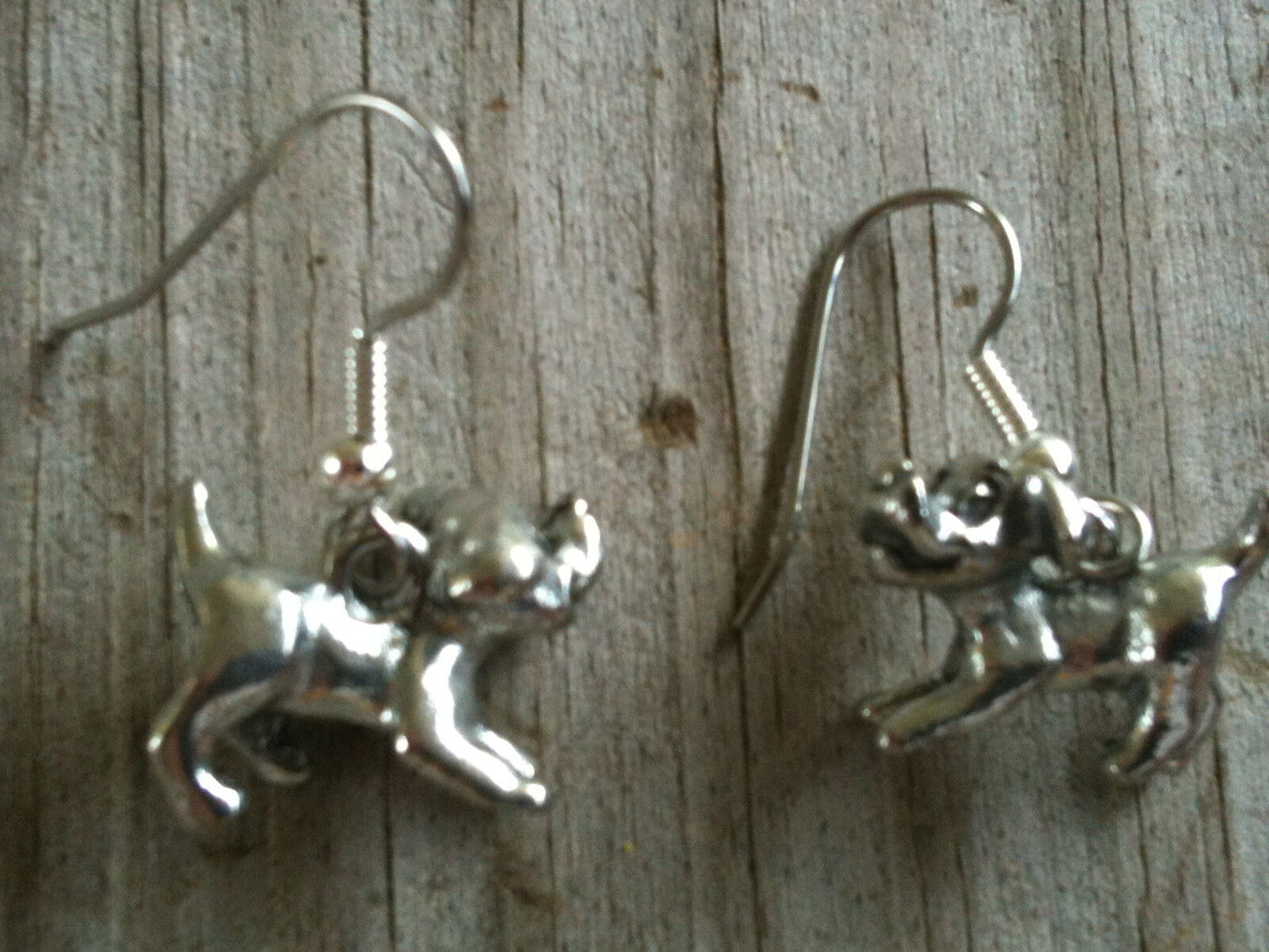 Happy Smiling Dog Silver Plated Lead Free Pewter Earrings