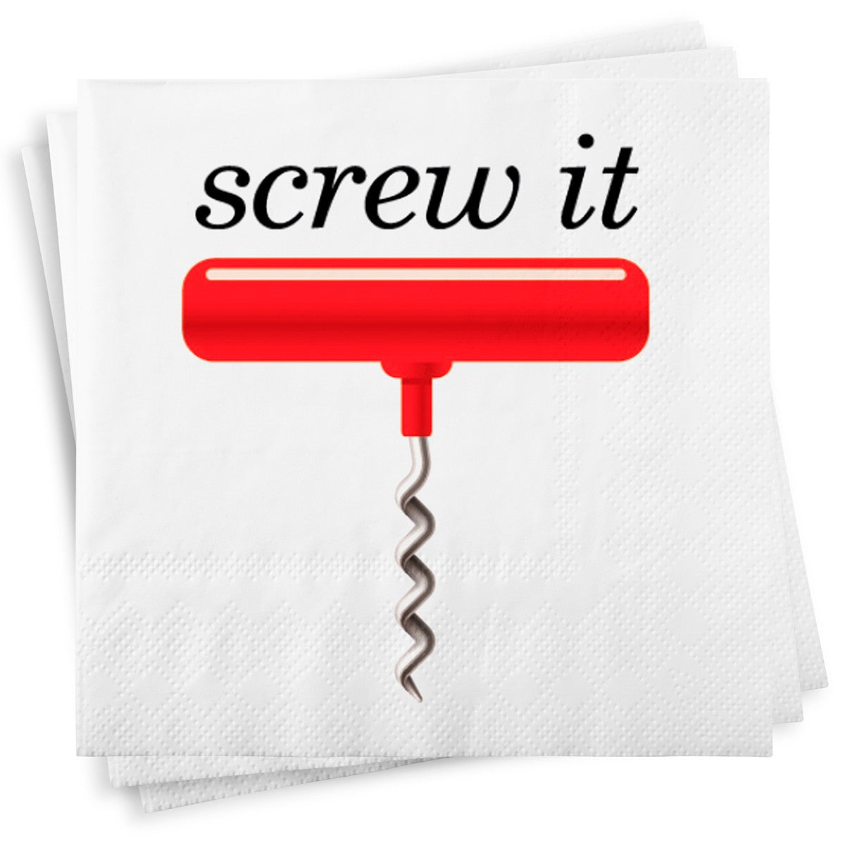 Chris's Stuff Wine Beverage Paper Napkins, Set of 25, Screw It Corkscrew