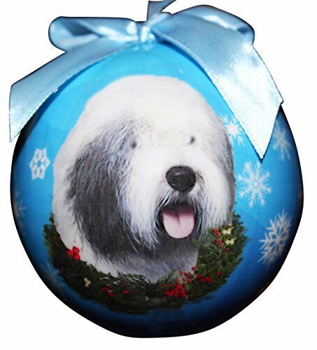 "Old English Sheepdog Christmas Ornament" Shatter Proof Ball Easy To Personalize