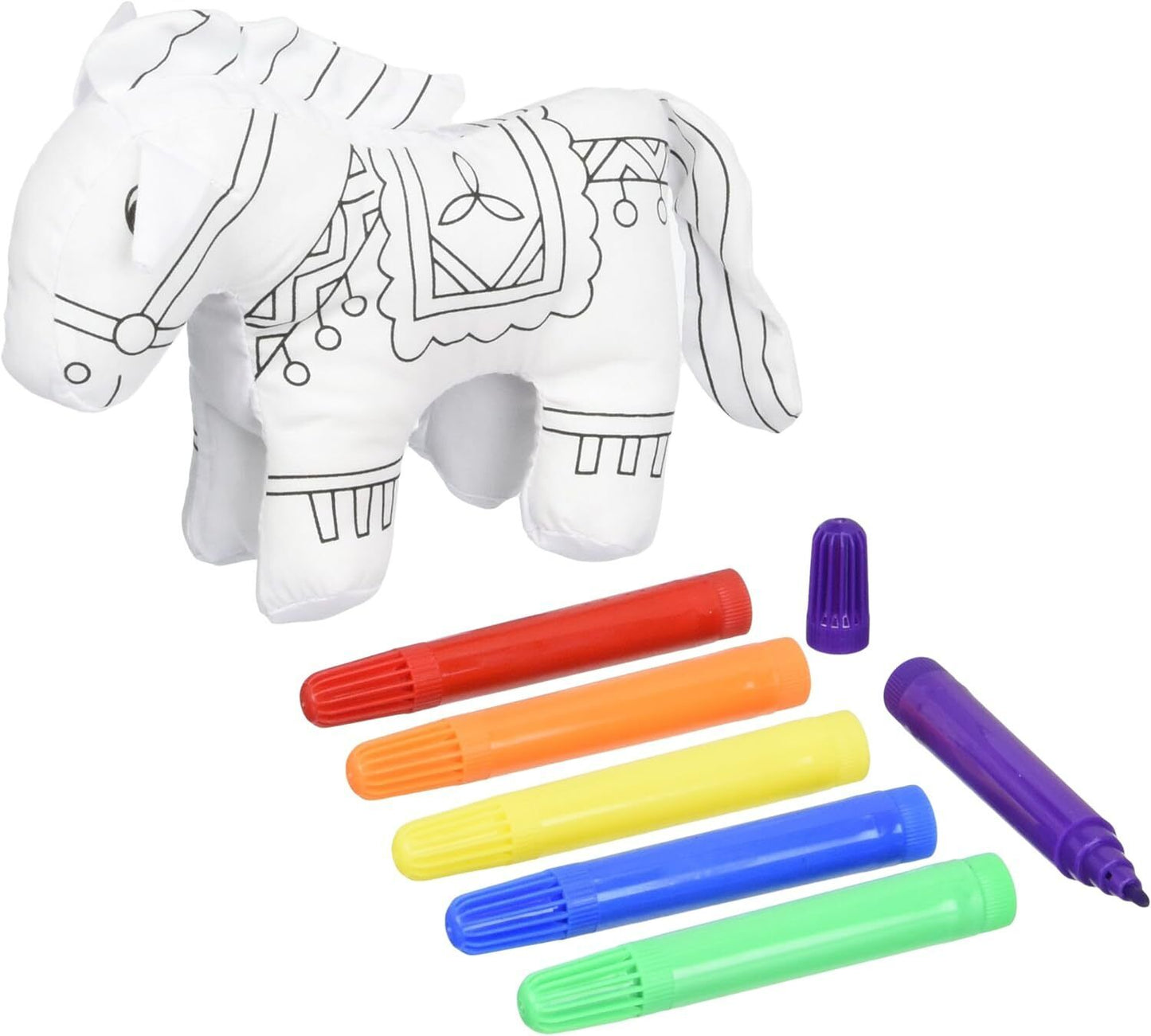 Ganz Dog Plush Mini Coloring Kit (7 Piece), Horse with 6 Markers