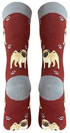 Happy Tails Tan Pug Dog Lover Colored Socks - One Size Fits Most