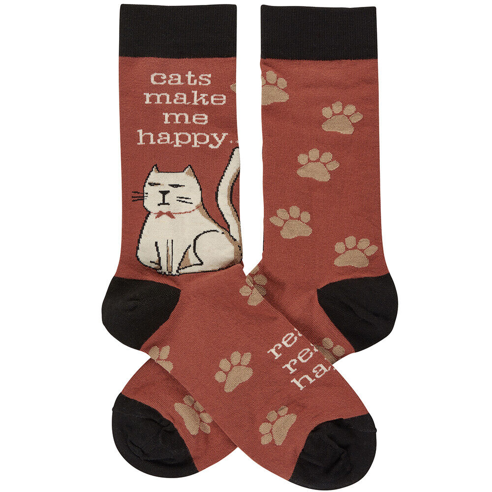 Primitives by Kathy - Cats Make Me Happy Socks - 116520