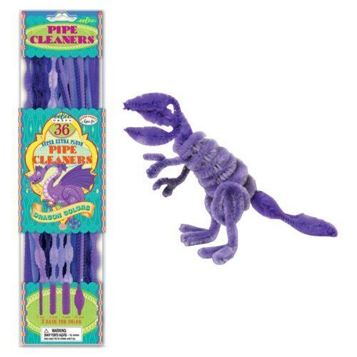 eeBoo Purple Pipe Cleaners Craft Kit- Dragon Colors