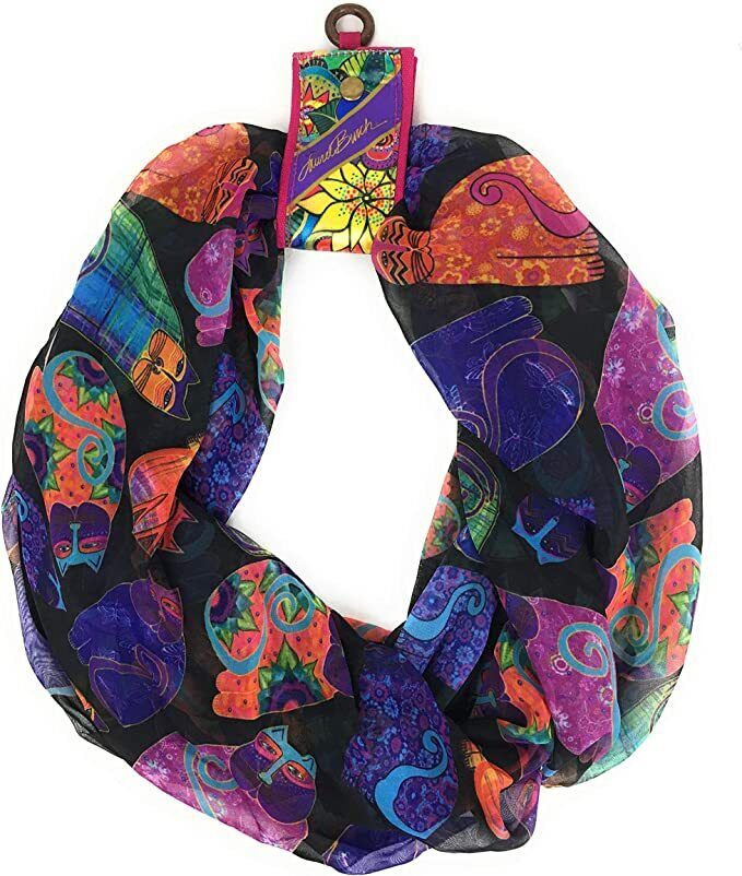 Laurel Burch Artistic Infinity Scarf Collection (Laurel Burch Multi Color Cats)