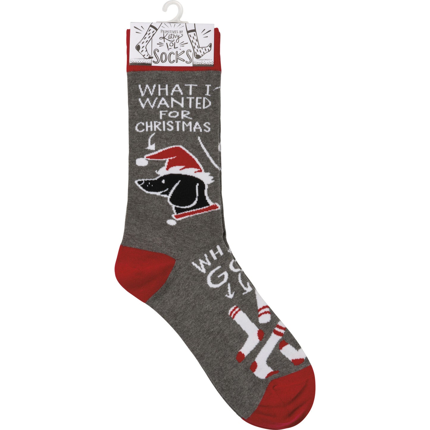 Primitives by Kathy - What I Wanted For Christmas Dog Socks, One Size Fits Most