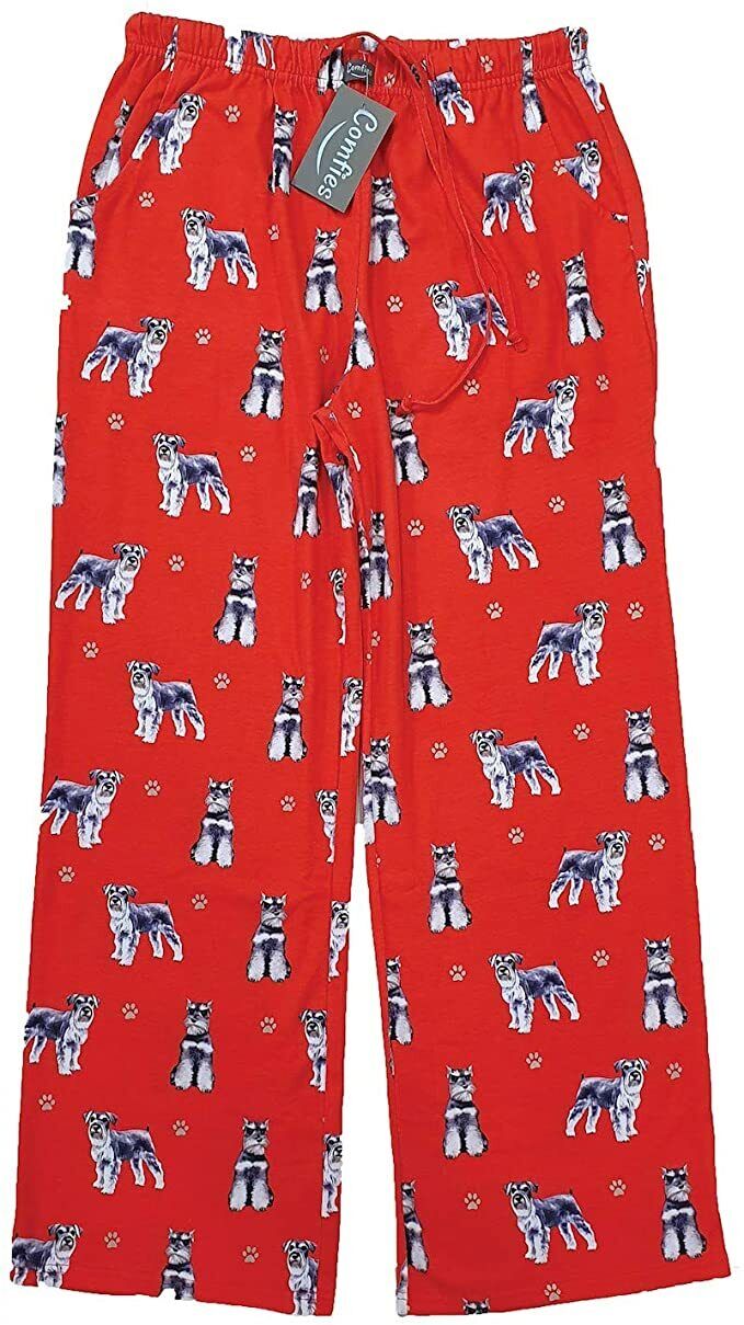 Schnauzer Unisex Lightweight Cotton Blend Pajama Bottoms- X-Large