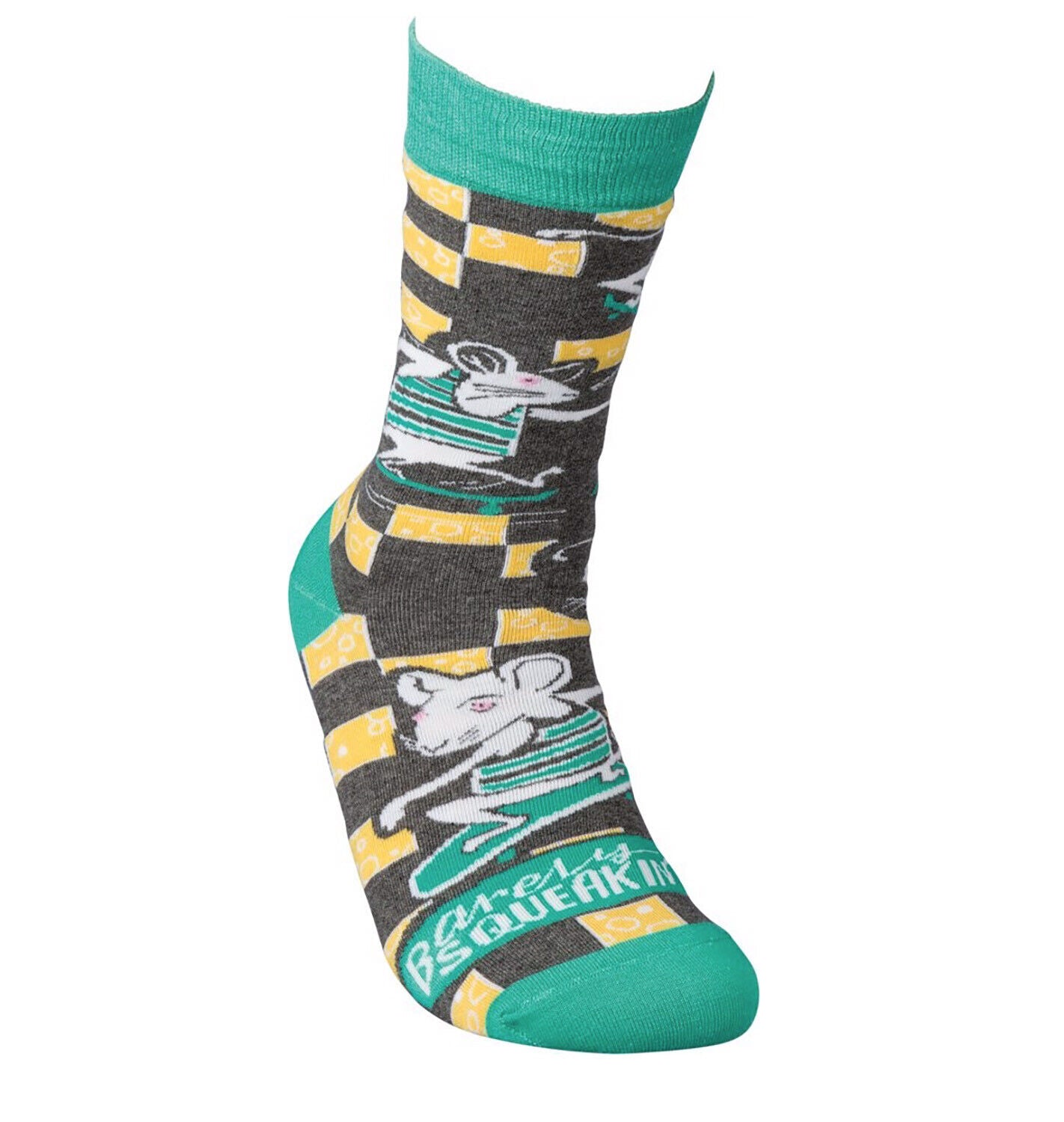 Primitives by Kathy Socks Unisex Adult - Barely Squeakin' By, Mouse Skating