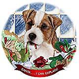 Jack Russell Wirehair Brown/White Dog Porcelain Ornament 'Santa. I Can Explain!'