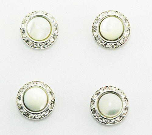 Finishing Touch Magnetic Tack Pin Set of 4, Mother of Pearl Stone, Silver Finish